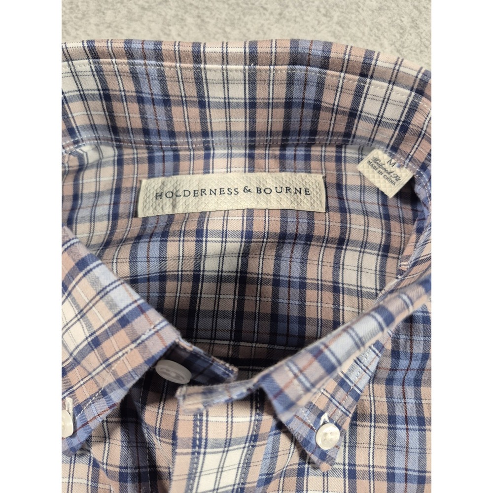 Holderness & Bourne Shirt Mens Medium The Andrews Tailored Fit Stretch Plaid - Picture 3 of 7